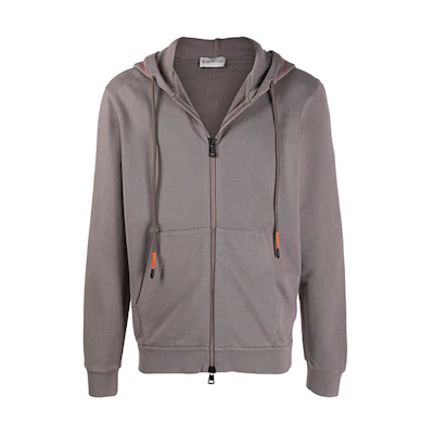 Moncler FW21 Gray Zip-Up Sweatshirt with Back Logo F20918G755108098U909