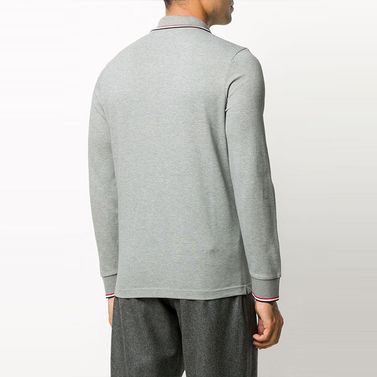 Purchase Moncler 2021秋冬灰色男士長袖棉質繡標POLO衫 F20918B7010084556987