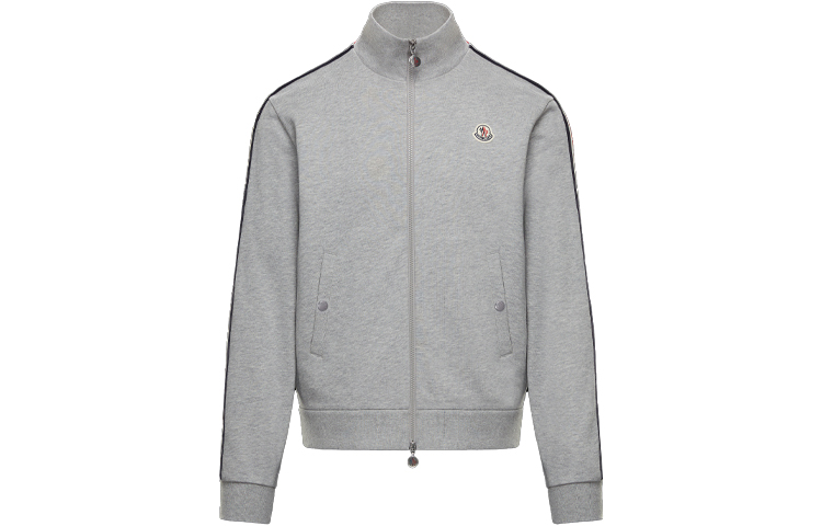 Moncler FW21 Grey Cotton Zip-Up Jacket with Tricolor Stripe Detailing. 0918G00058V8162984 圖 2