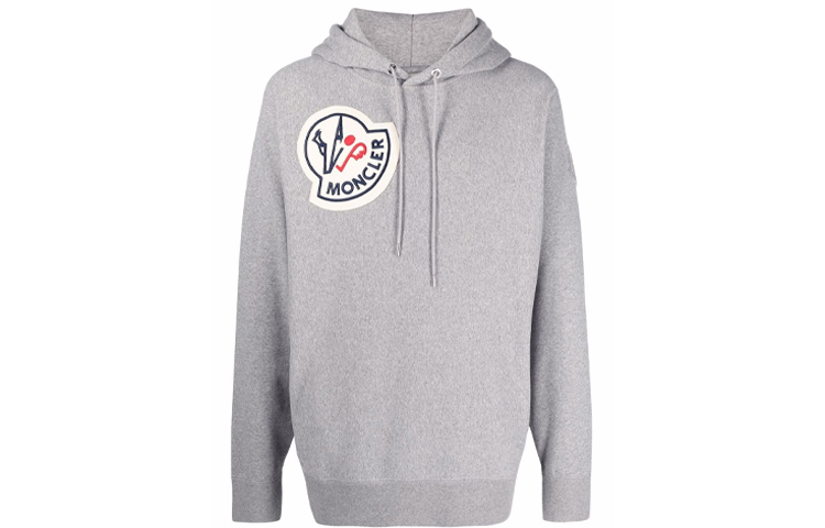 Moncler FW21 Grey Drawstring Logo Hoodie for Men G20928G00003809KX