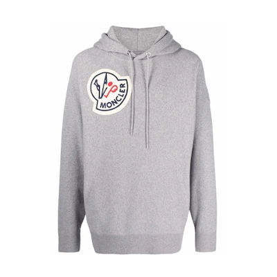 Moncler FW21 Grey Drawstring Logo Hoodie for Men G20928G00003809KX