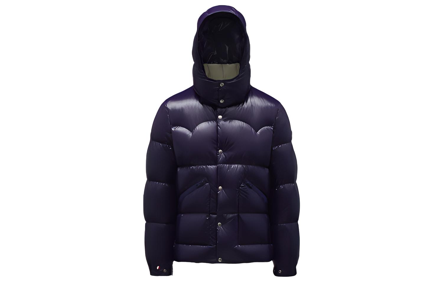 Moncler FW21 Hooded Glossy Down Jacket Navy Blue G20911A0004168950769