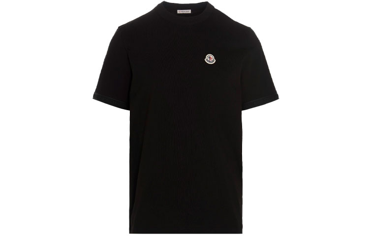 Moncler FW21 Jersey Logo Crewneck Short Sleeve T-Shirt Black 8C000268390T999