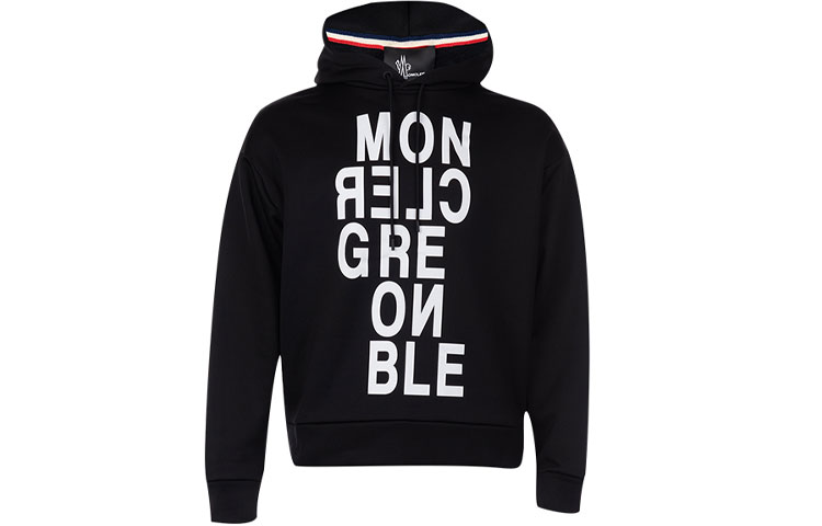 Moncler FW21 Letter Print Pullover Sweatshirt Black 80016829EQIW999