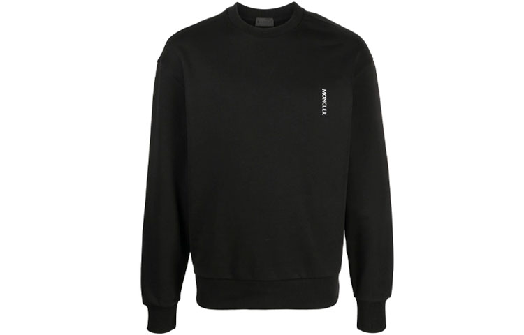 Moncler FW21 Logo Crewneck Pullover Sweatshirt Black G10918G791108098U