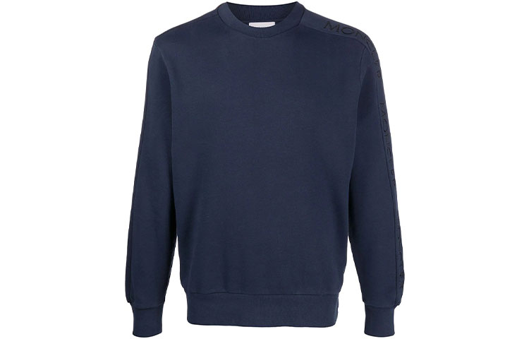 Moncler FW21 Logo Embroidered Pullover Sweatshirt Blue F10918G733108098U778