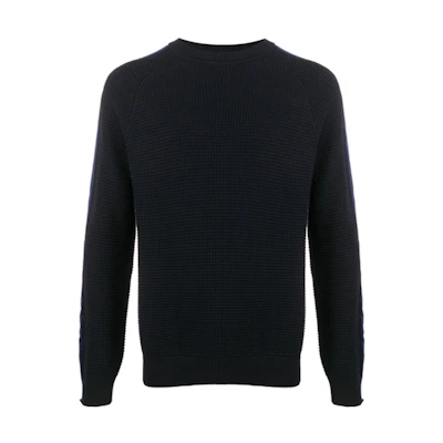 Moncler FW21 Logo Embroidered Pullover Wool Sweater Blue. F20919C73300A9364742