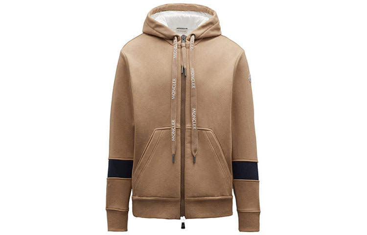 Moncler FW21 Logo Hoodie Cardigan Sweatshirt Jacket Camel Brown G20918G00006899F7240