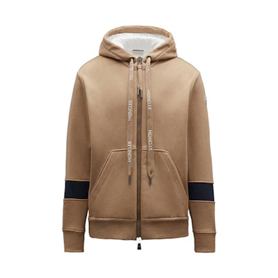 Moncler FW21 Logo Hoodie Cardigan Sweatshirt Jacket Camel Brown G20918G00006899F7240