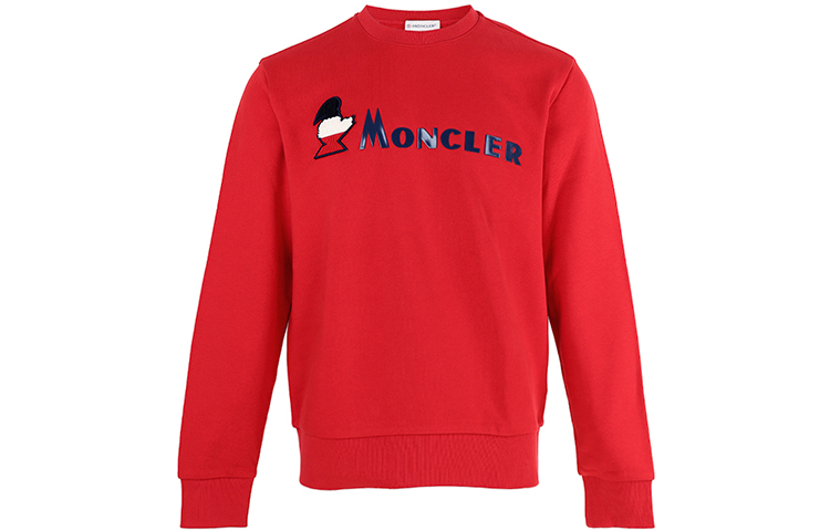 Moncler FW21 Logo Print Cotton Long Sleeve Sweatshirt Red () 80419508098U448