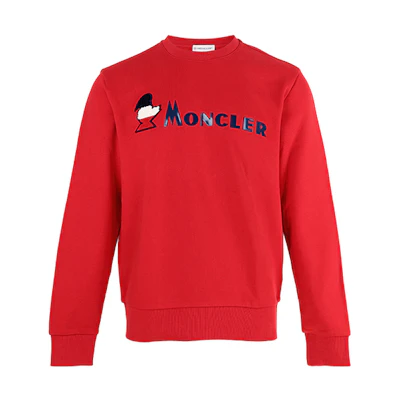 Moncler FW21 Logo Print Cotton Long Sleeve Sweatshirt Red () 80419508098U448