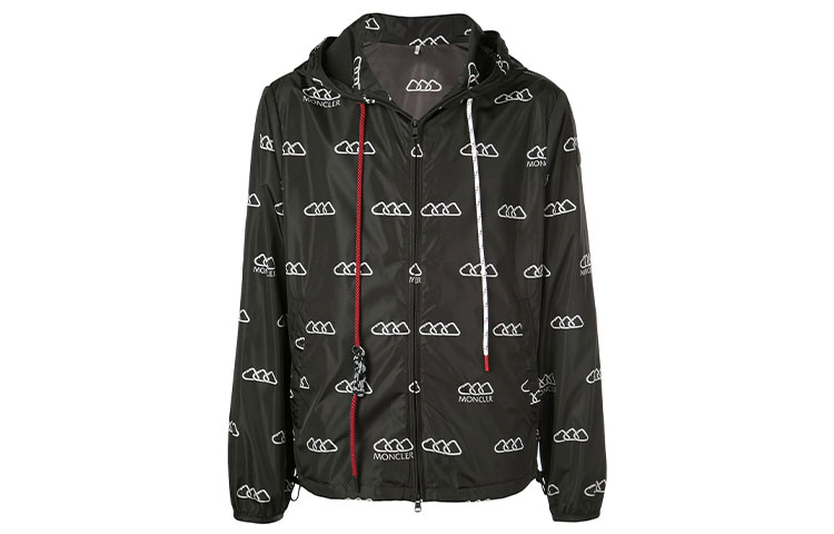 Moncler FW21 Logo Print Hooded Jacket Black 4106405539HY034