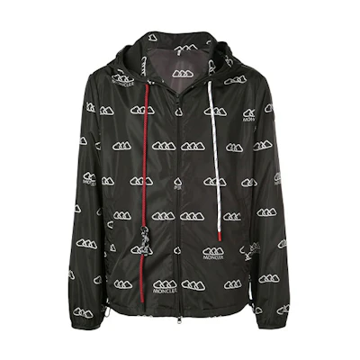 Moncler FW21 Logo Print Hooded Jacket Black 4106405539HY034