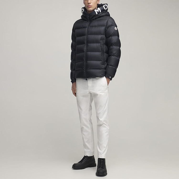 Moncler FW21 Logo Print Hooded Puffer Jacket Unisex Navy Blue 1A0000953048742 圖 4