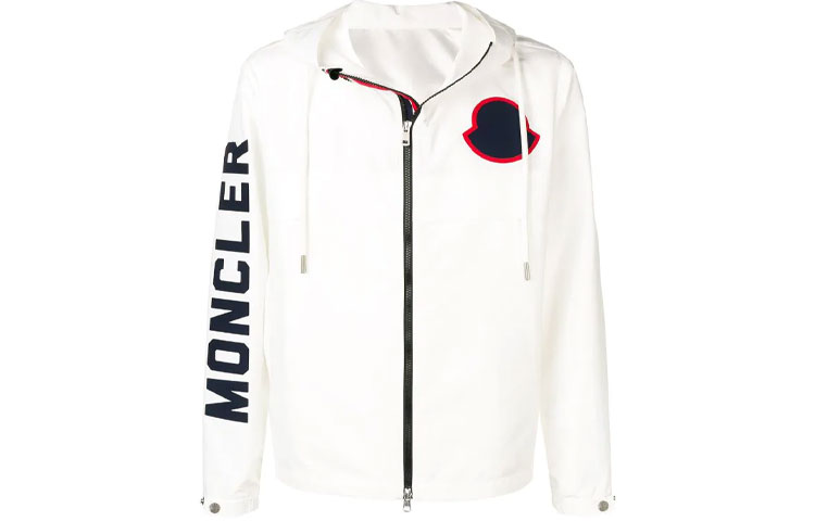 Moncler FW21 Logo Print Zip Hoodie Jacket White 4109105C0025E1091040