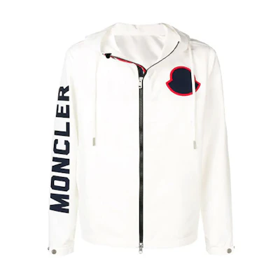 Moncler FW21 Logo Print Zip Hoodie Jacket White 4109105C0025E1091040