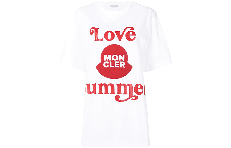 Moncler FW21 Logo Slogan Print Short Sleeve T-Shirt White G10918C7D6108390Y1