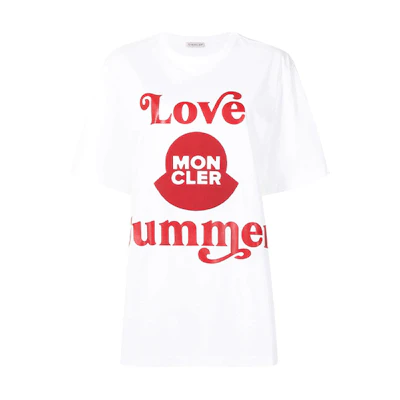 Moncler FW21 Logo Slogan Print Short Sleeve T-Shirt White G10918C7D6108390Y1