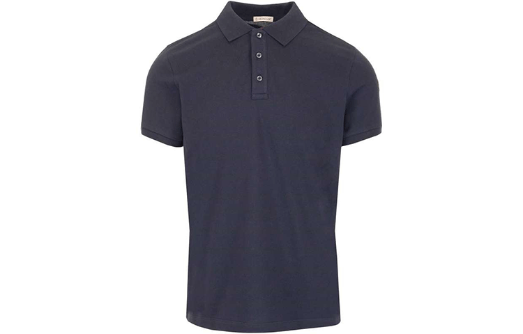 Moncler FW21 Logo Solid Color Short Sleeve Polo Shirt Blue 8A705108455677X 圖 2