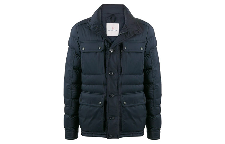 Moncler FW21 Logo Zip Padded Down Jacket Navy Blue F20911B5760053333