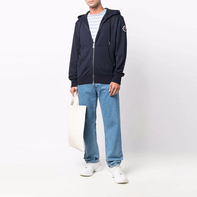 Moncler FW21 Midnight Blue Fleece Hoodie with Drawstring and Zipper. 8G00033899FL778 圖 4