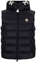 Moncler FW21 Montreuil Logo Nylon Hooded Down Vest Black 1A0001853048999 Moncler FW21 Montreuil Logo Nylon Hooded Down Vest Black 1A0001853048999
