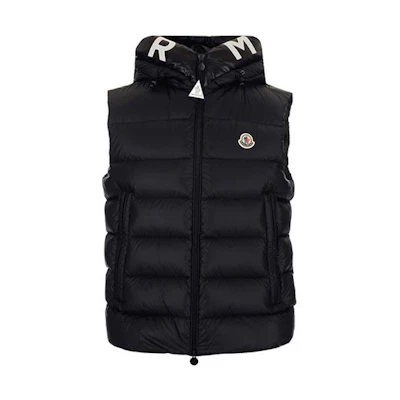 Moncler FW21 Montreuil Logo Nylon Hooded Down Vest Black 1A0001853048999