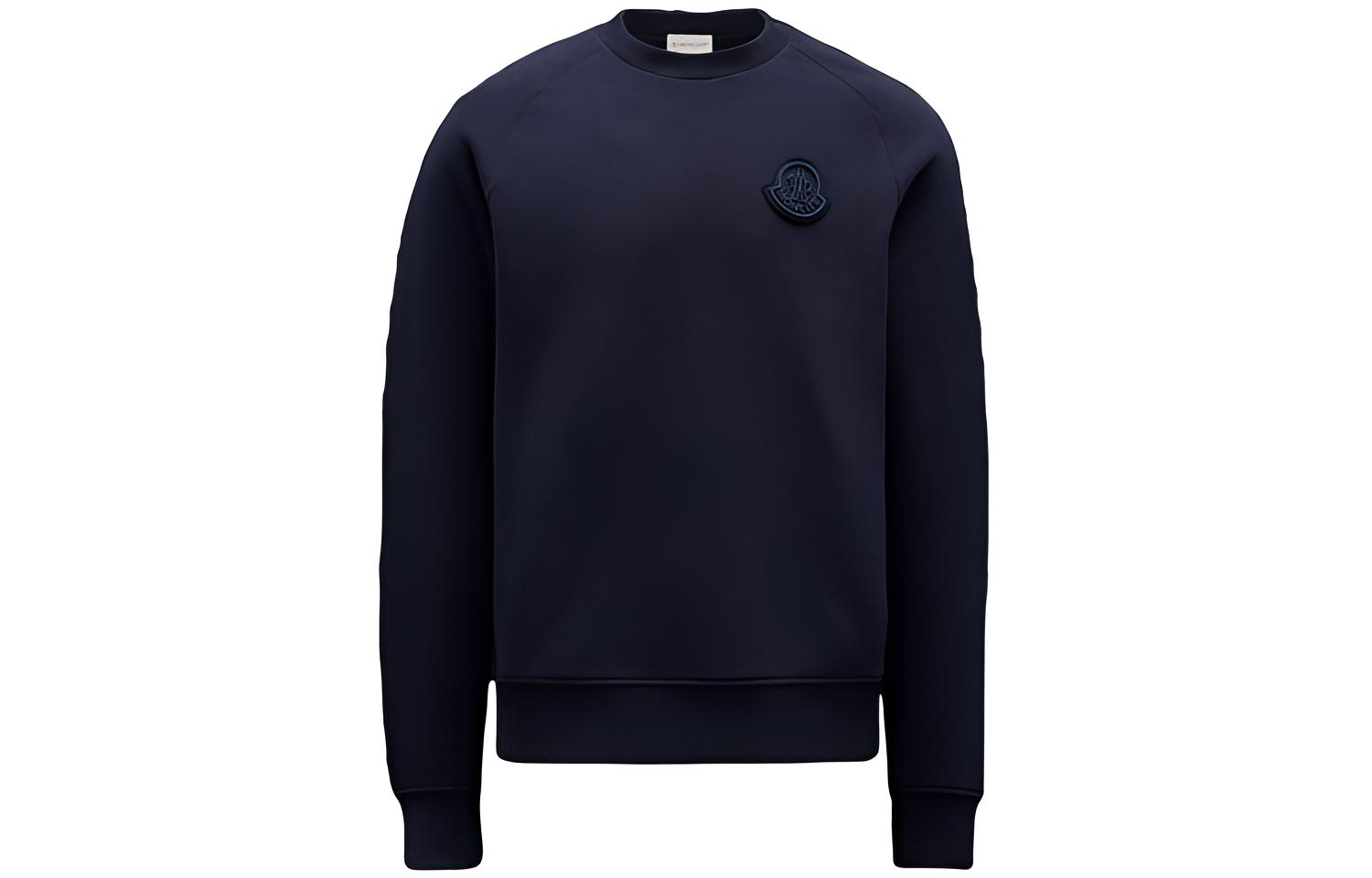 Moncler FW21 Navy Blue Crewneck Raglan Long-Sleeve Pullover Sweatshirt F20918G78300809JW778