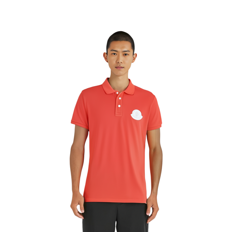 Cheap Moncler FW21 Polo Camiseta Manga Corta con Logo Naranja. G10918A7240084673