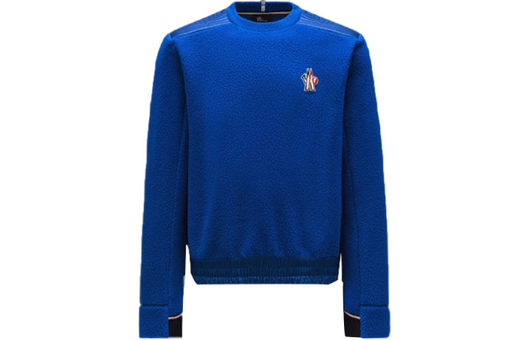 Moncler FW21 Patchwork Recycled Fleece Pullover Hoodie Blue G20978G00001809E9749