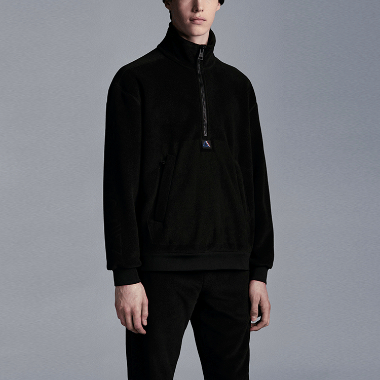 Lookbook Moncler FW21 Kitar Semula Half-Zip Pullover Sweatshirt Hitam G20918G00038899HM999