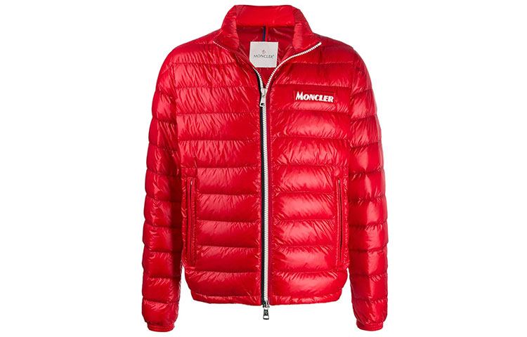 Moncler FW21 Red Down Jacket with Lettering and Solid Color Design F10911A1160053029448 圖 2