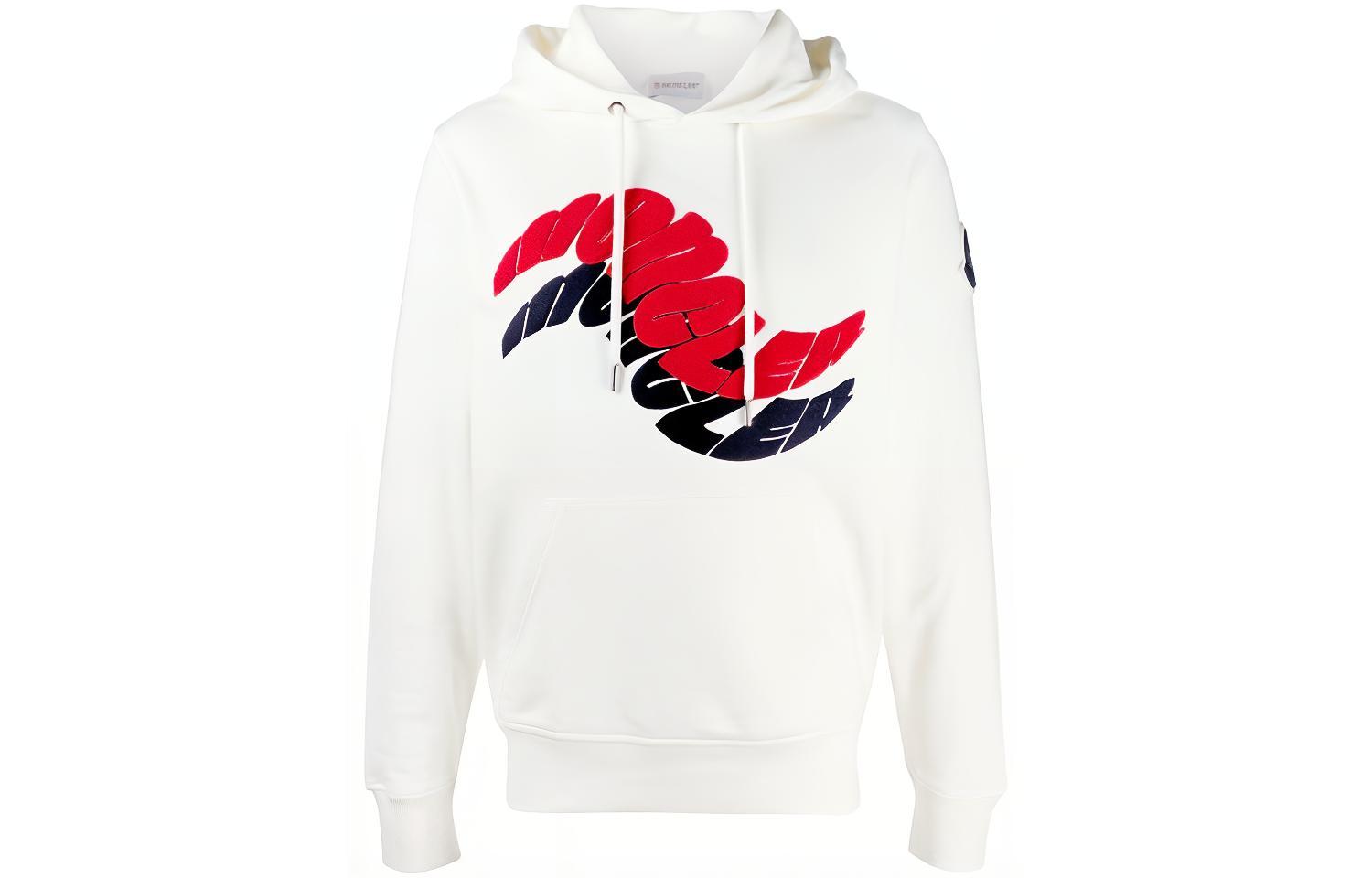 Moncler FW21 Ripple Logo Print Hoodie White () F20918G7731080985