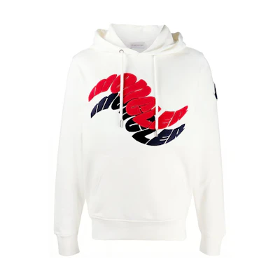 Moncler FW21 Ripple Logo Print Hoodie White () F20918G7731080985