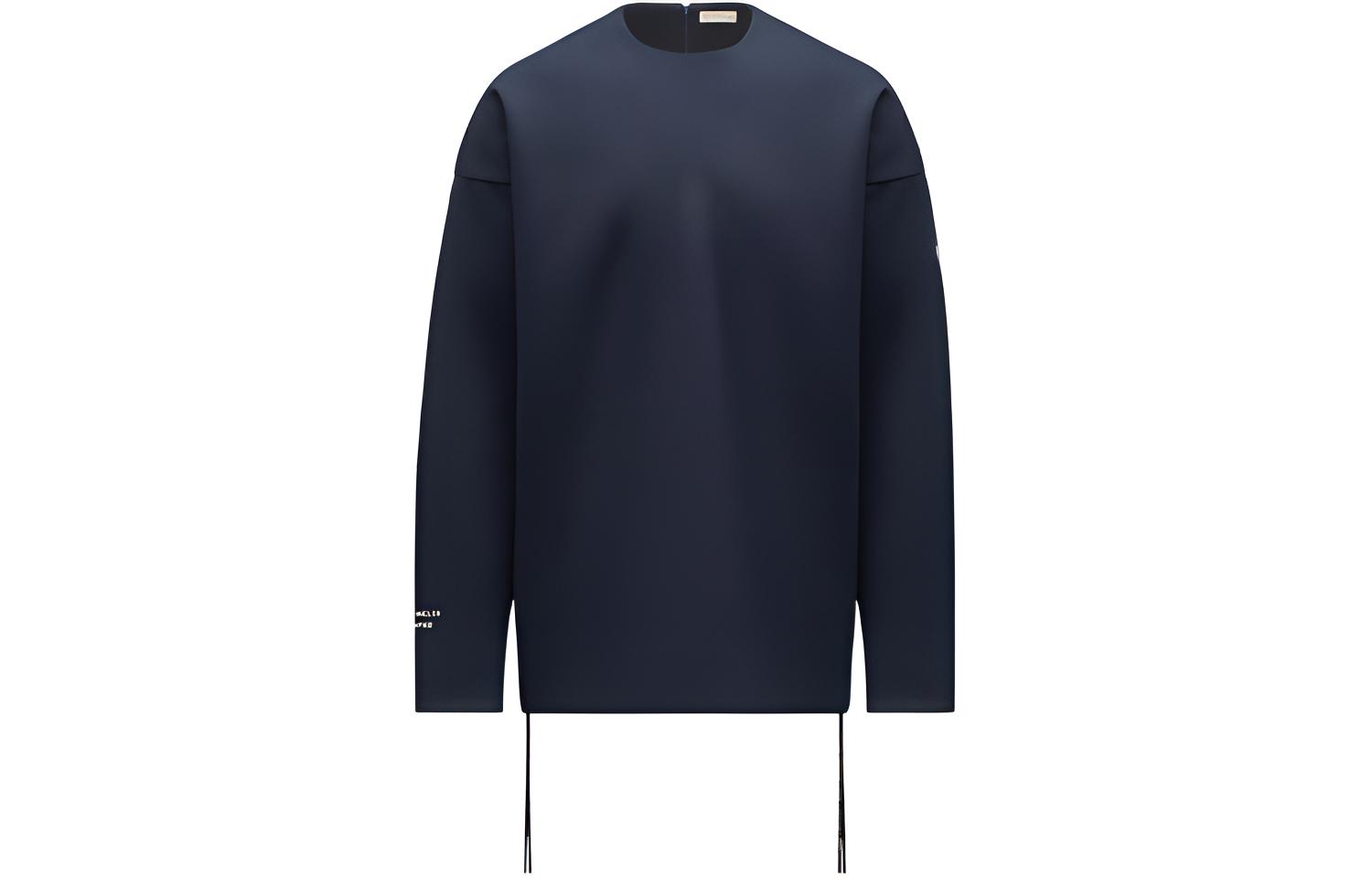 Moncler FW21 Side Zipper Crewneck Pullover Sweatshirt Navy Blue. G209K8G00006899GA778