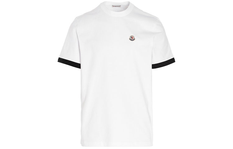 Order Camiseta Blanca de Manga Corta Cuello Redondo Moncler FW21 Logo Pequeño. 8C000268390T001