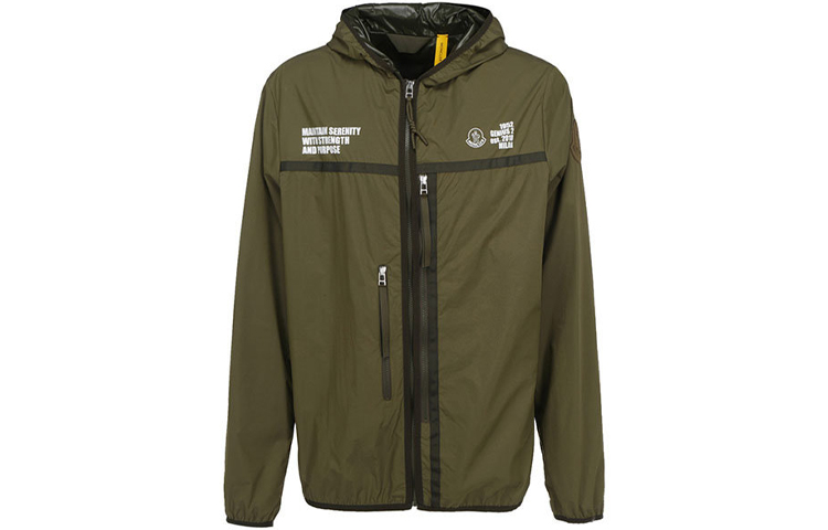 Order Moncler FW21 Solid Color Logo Print Hooded Jacket 1A7121053A5G