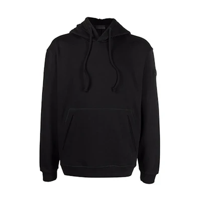 Moncler FW21 Solid Logo Drawstring Pullover Hoodie Black G10918G7B7108098U999