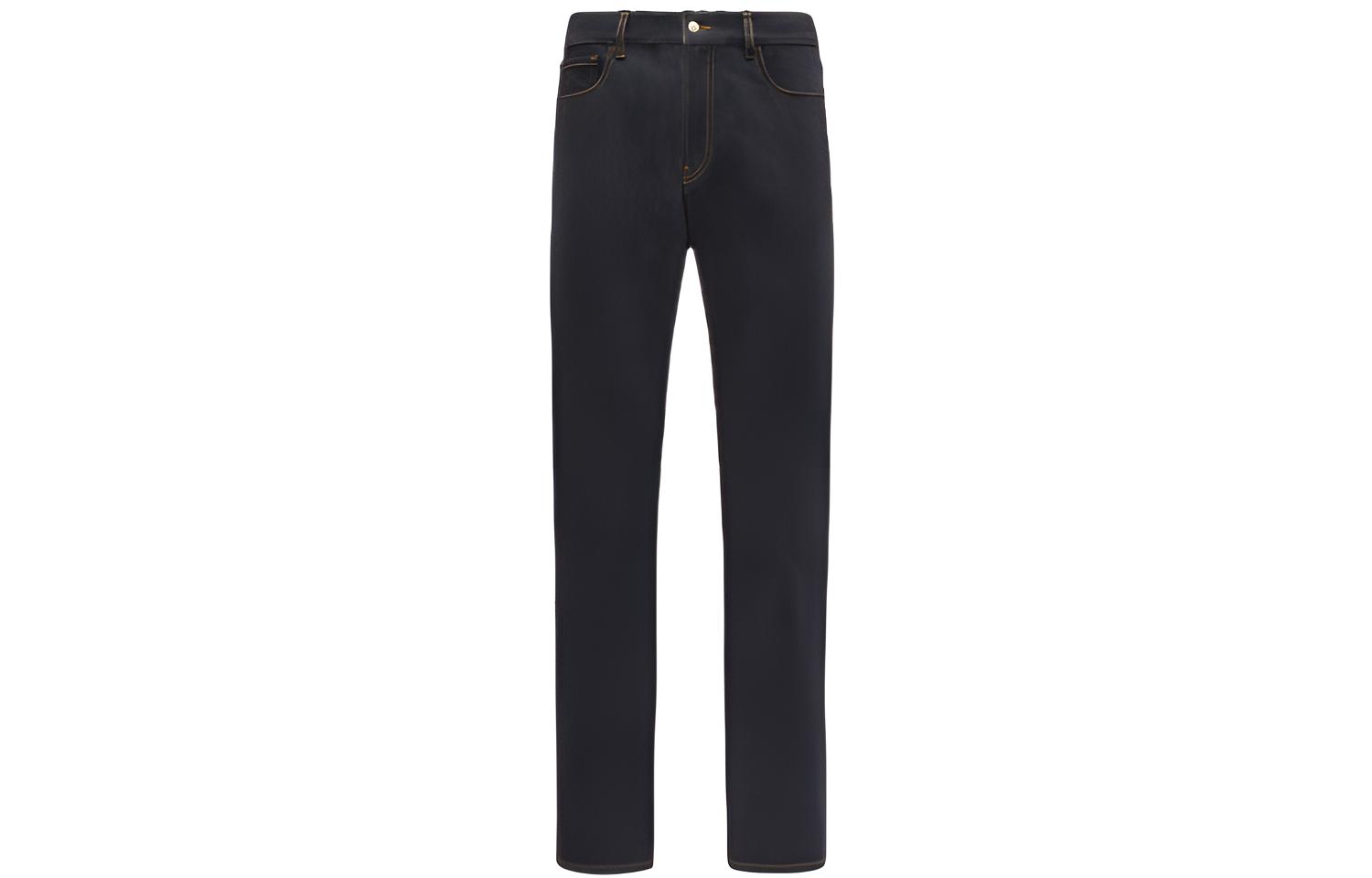 Moncler FW21 Solid Logo Patch Button Denim Pants in Dark Indigo Blue. G20922A00007595KH798