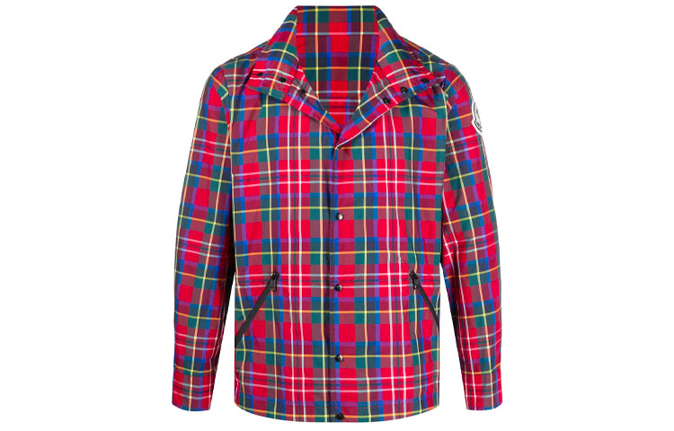 Moncler FW21 Tweed Plaid Windbreaker Jacket Red F10911B72110C050845B