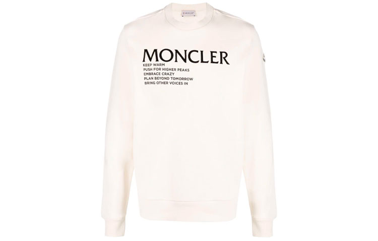 Moncler FW21 White Crewneck Sweatshirt with Letter Print Long Sleeves G20918G00048899FL002