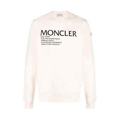 Moncler FW21 White Crewneck Sweatshirt with Letter Print Long Sleeves G20918G00048899FL002