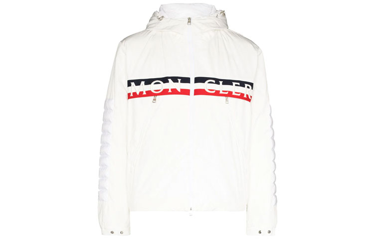 Moncler FW21 White Logo Print Hooded Jacket G10911B50A0054A91