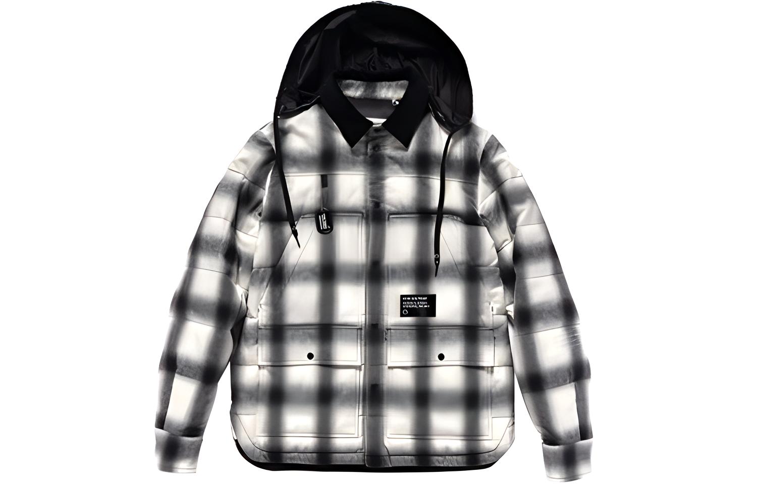 Moncler FW21 White Plaid Long-Sleeve Hooded Jacket 1A00006595D6930