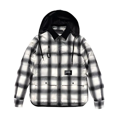Moncler FW21 White Plaid Long-Sleeve Hooded Jacket 1A00006595D6930