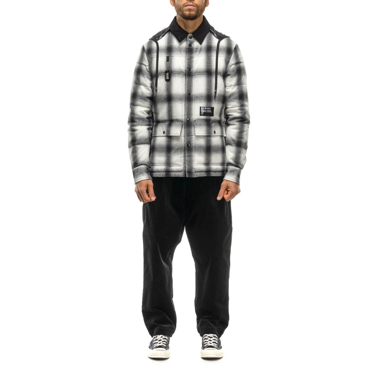 Lookbook Moncler FW21 Jaket Hoodie Lengan Panjang Putih Motif Kotak. 1A00006595D6930