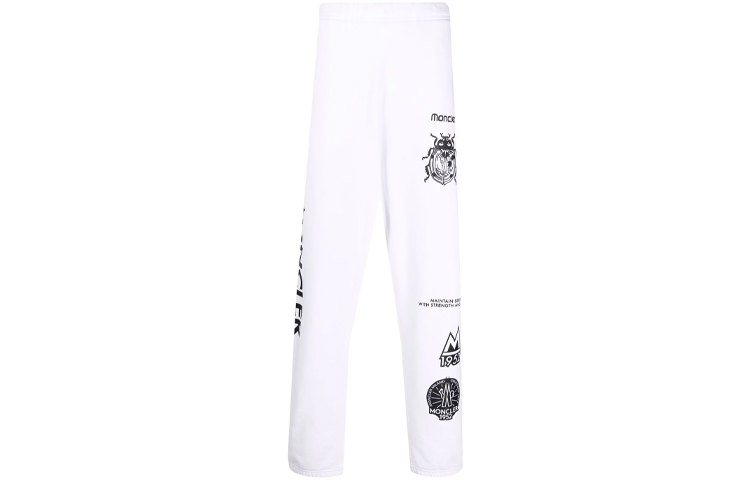Order Moncler FW21 White Slim Fit Sweatpants with Logo Print. G20928H00007809KX001