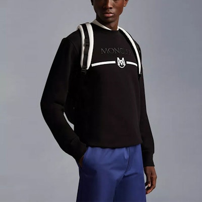 モンクレール FW22 ブラック クルーネック スウェットシャツ ロゴ刺繍入り I10918G00004899WC999 Purchase モンクレール FW22 ブラック クルーネック スウェットシャツ ロゴ刺繍入り I10918G00004899WC999