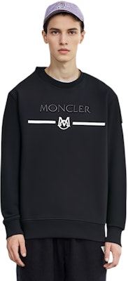 モンクレール FW22 ブラック クルーネック スウェットシャツ ロゴ刺繍入り I10918G00004899WC999 Details for モンクレール FW22 ブラック クルーネック スウェットシャツ ロゴ刺繍入り I10918G00004899WC999
