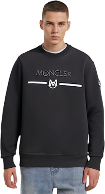 モンクレール FW22 ブラック クルーネック スウェットシャツ ロゴ刺繍入り I10918G00004899WC999 Sizing モンクレール FW22 ブラック クルーネック スウェットシャツ ロゴ刺繍入り I10918G00004899WC999